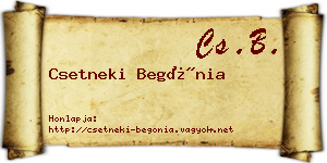 Csetneki Begónia névjegykártya